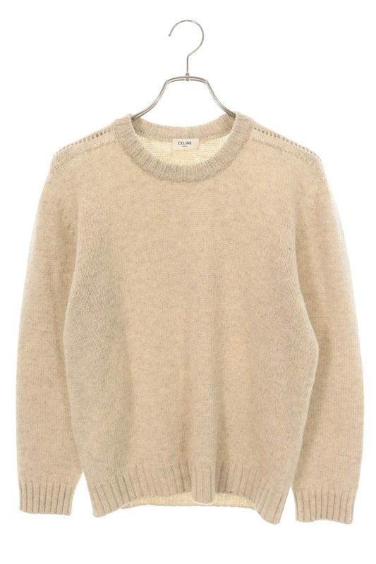 CELINE Crewneck Wool Knit Sweater Beige Size S