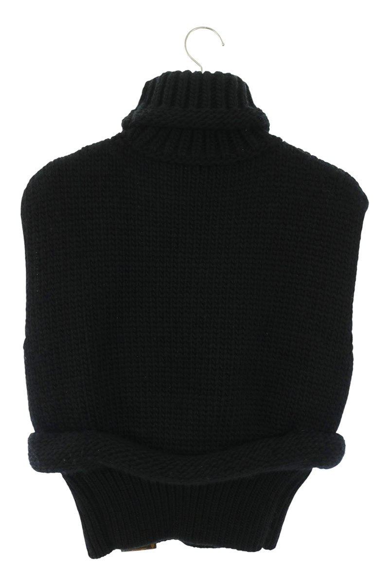 LOUISVUITTON Monogram Leather Turtleneck Knit Black Size XS