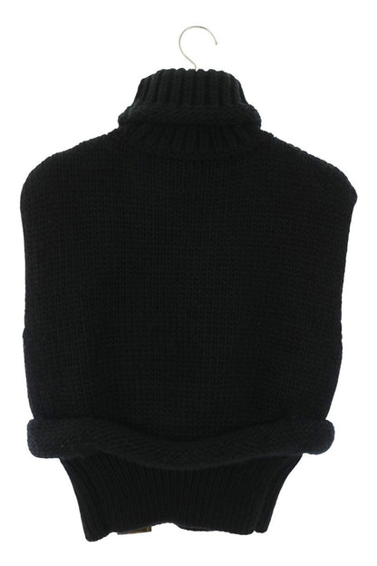 LOUISVUITTON Monogram Leather Turtleneck Knit Black Size XS