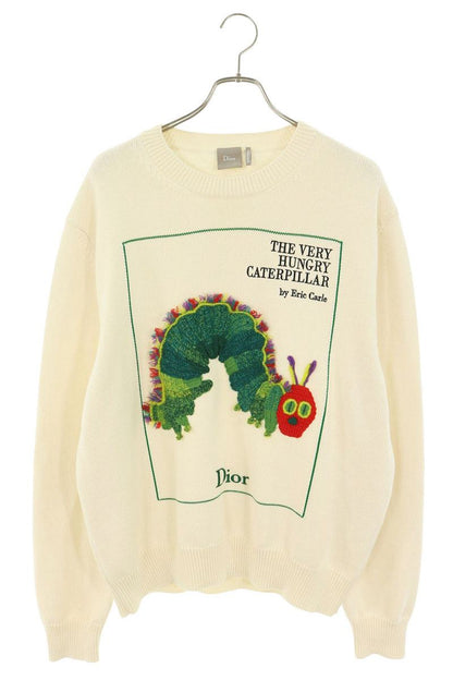DIOR Book Cover Design Cotton-Wool Knit White Size XL
