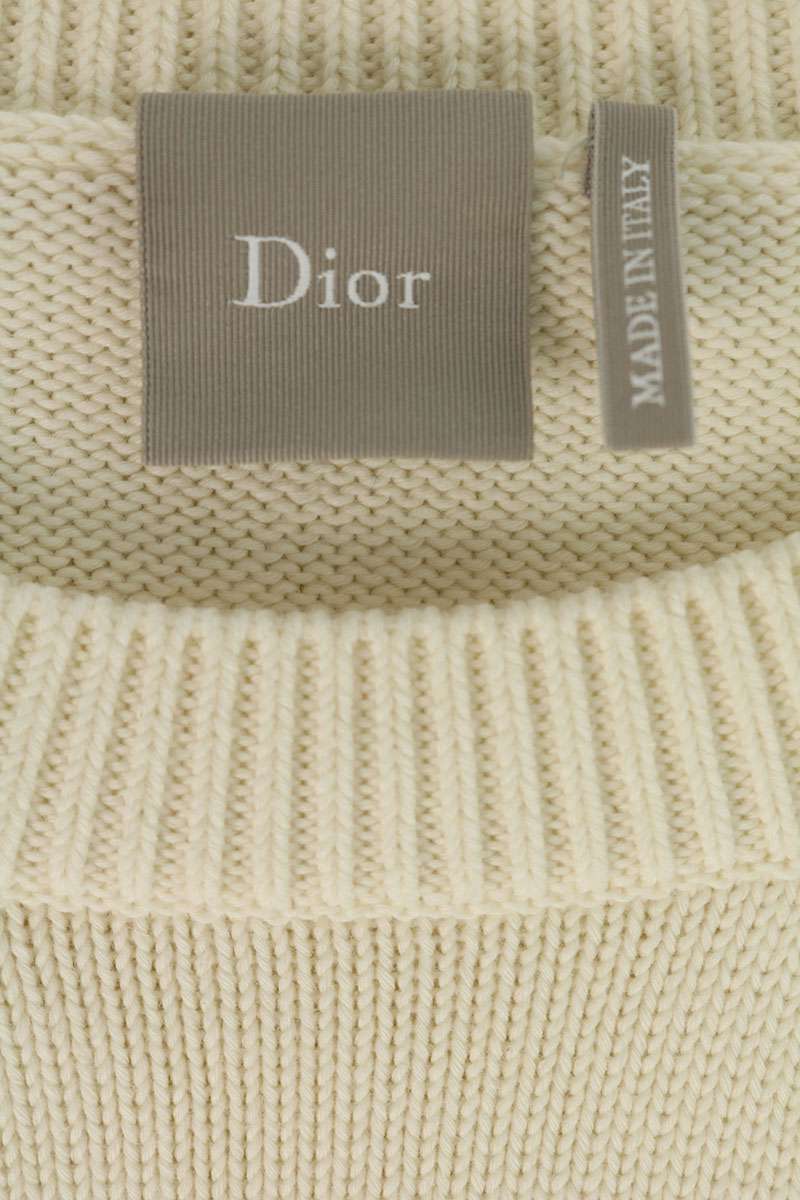 DIOR Book Cover Design Cotton-Wool Knit White Size XL