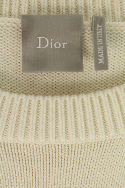 DIOR Book Cover Design Cotton-Wool Knit White Size XL