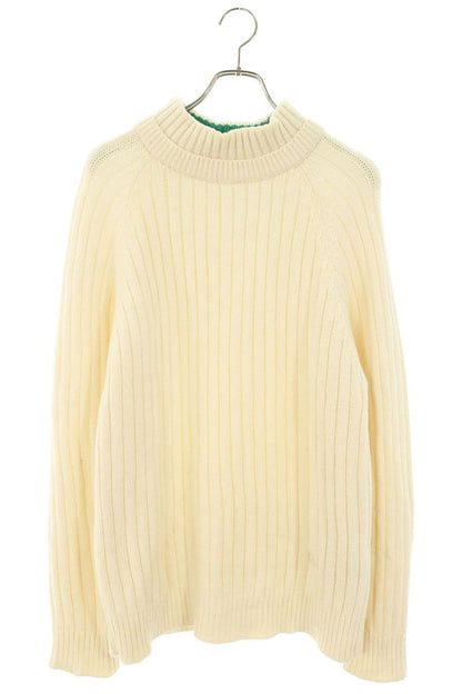 DIOR Mock Neck Cashmere Blend Wool Knit White/Green Size L