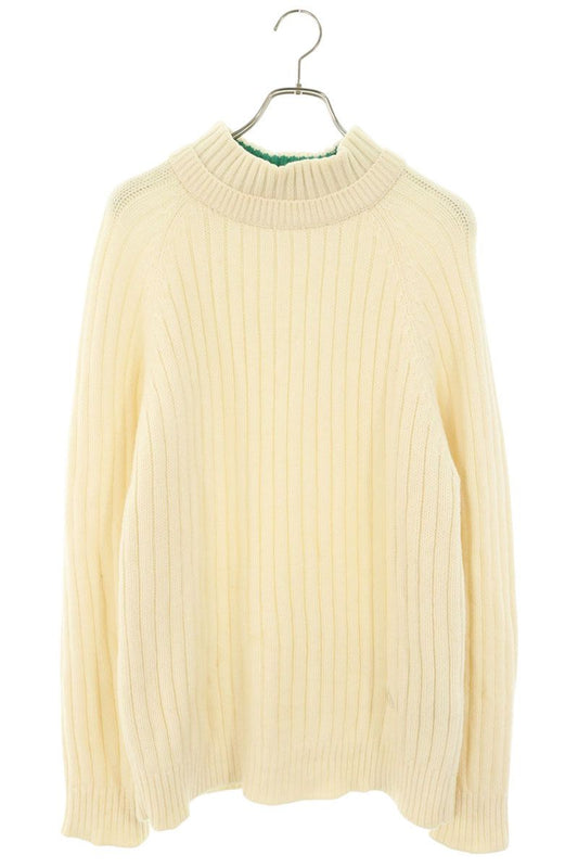 DIOR Mock Neck Cashmere Blend Wool Knit White/Green Size L