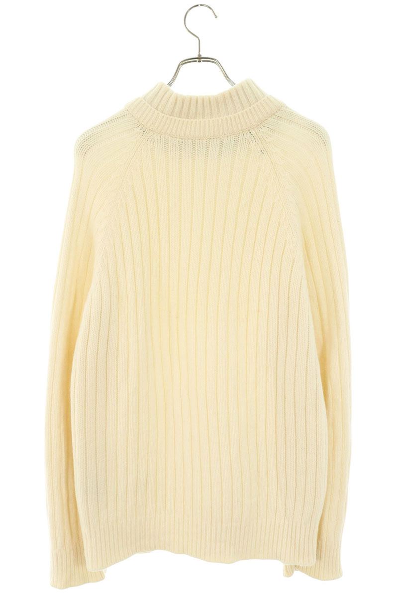 DIOR Mock Neck Cashmere Blend Wool Knit White/Green Size L