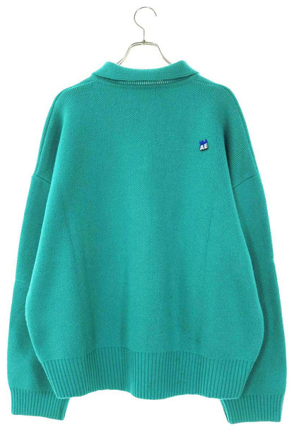 ADERERROR Logo Wool Blend Polo Knit Green Size FREE