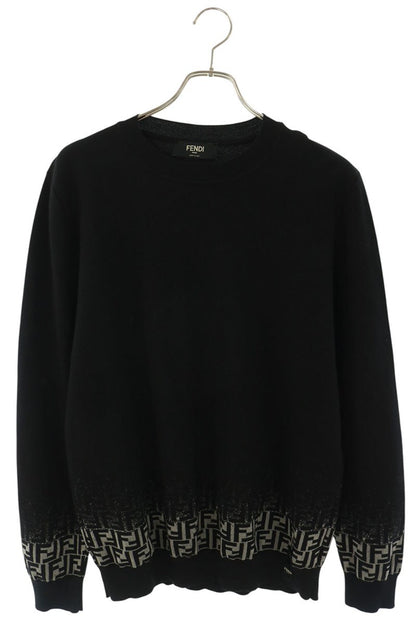 FENDI Gradient Zucca Pattern Wool Knit Black Size 52