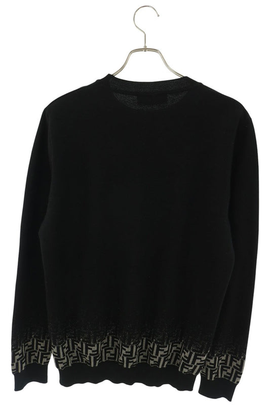 FENDI Gradient Zucca Pattern Wool Knit Black Size 52