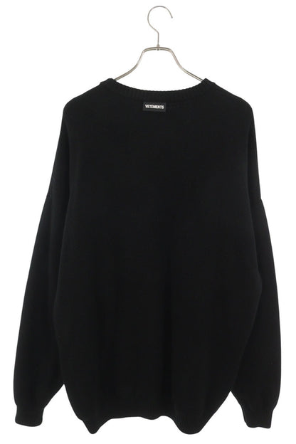VETEMENTS Wool Logo Print Knit Sweater Black Size M