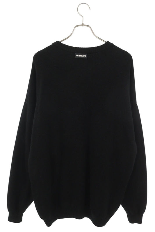 VETEMENTS Wool Logo Print Knit Sweater Black Size M