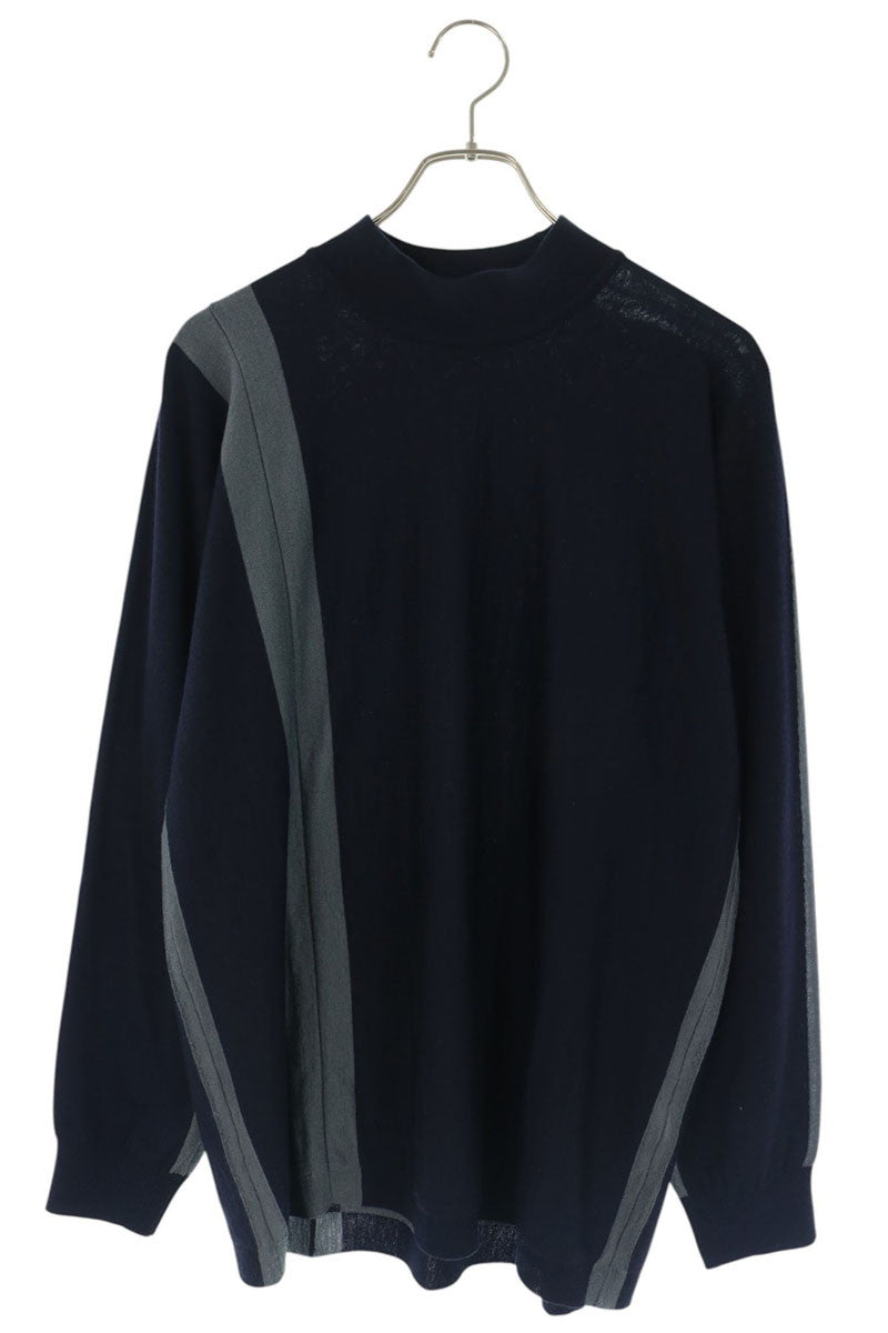 ISSEY MIYAKE MEN Line Design Wool High-Neck Knit Blue Size 2