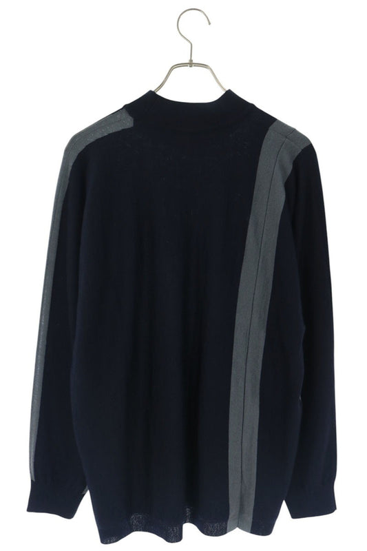 ISSEY MIYAKE MEN Line Design Wool High-Neck Knit Blue Size 2