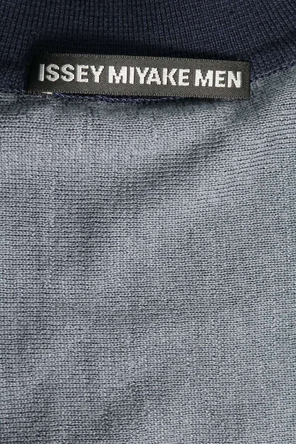 ISSEY MIYAKE MEN Line Design Wool High-Neck Knit Blue Size 2