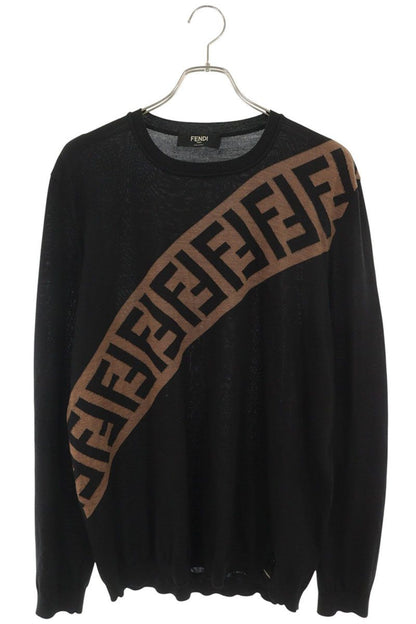 FENDI Zucca Pattern Wool Knit Multi-Color Size 56