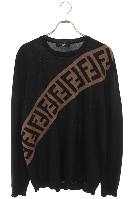 FENDI Zucca Pattern Wool Knit Multi-Color Size 56
