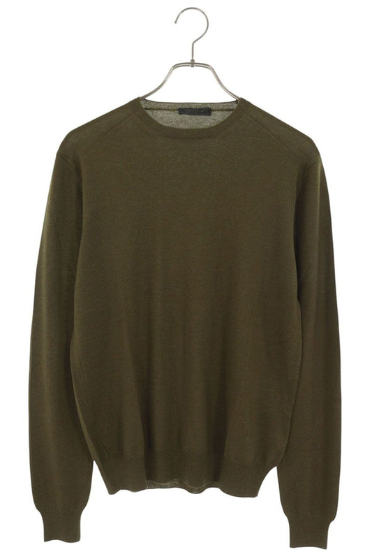 PRADA Wool Cashmere Crewneck Sweater Green Size 48