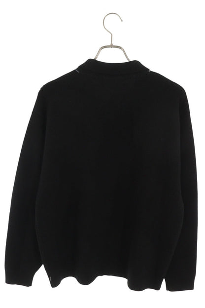 SUPREME Stripe Zip Up Polo Sweater Black Size M