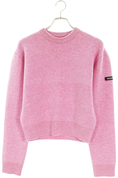 BALENCIAGA 23AW Logo Double Face Wool Sweater Pink Size S