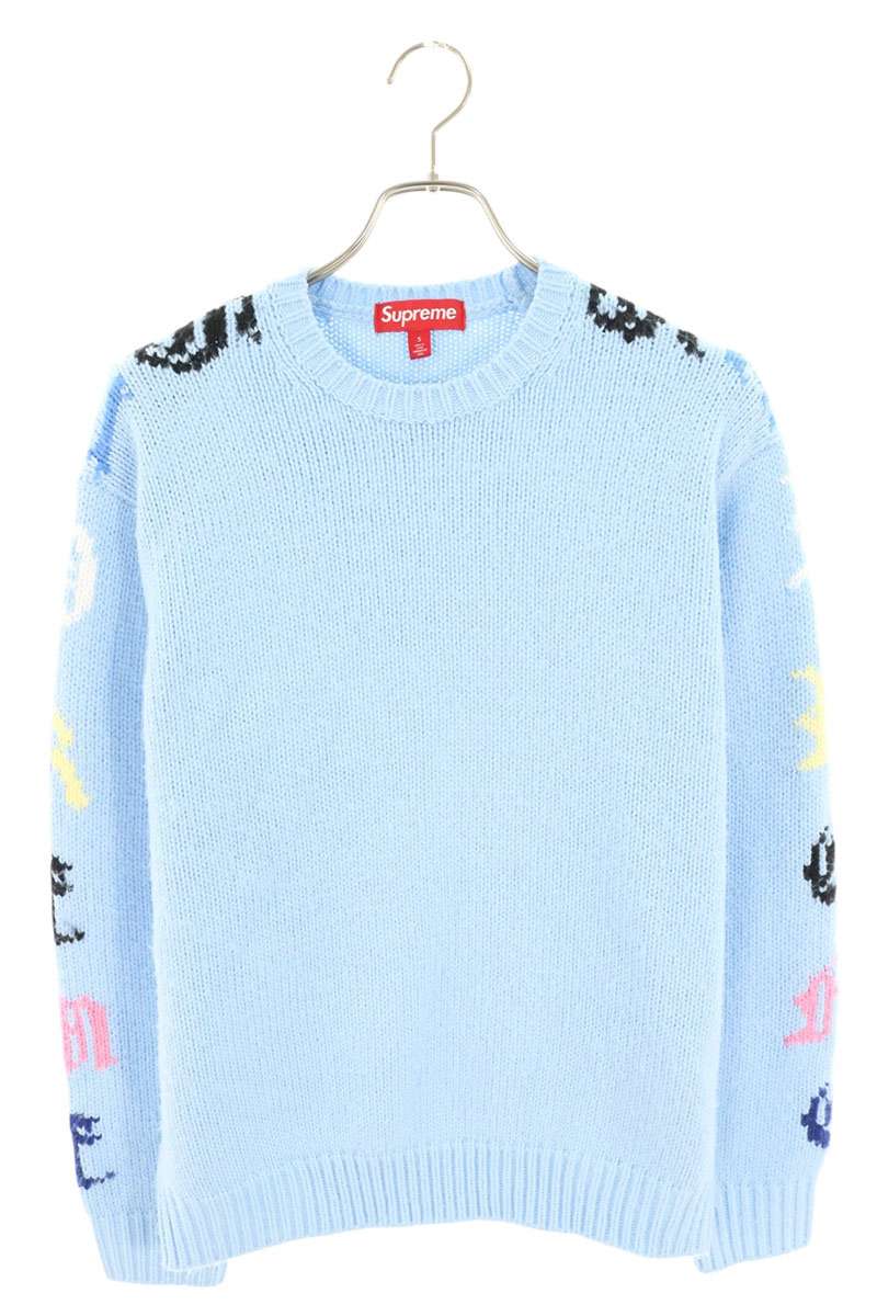 SUPREME 26SS Old English Sleeves Sweater Blue Size S