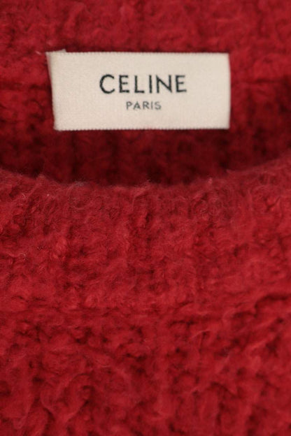 CELINE Red Black Striped Crewneck Knit Size S