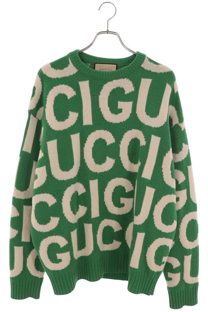 GUCCI Green All-Over Logo Crewneck Sweater Size XL