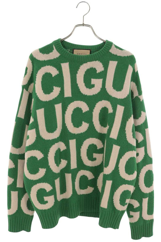 GUCCI Green All-Over Logo Crewneck Sweater Size XL