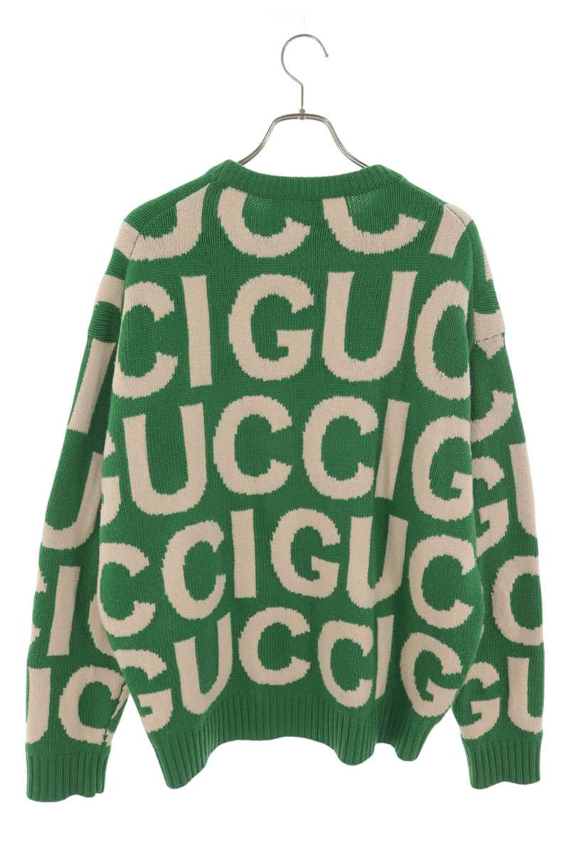 GUCCI Green All-Over Logo Crewneck Sweater Size XL