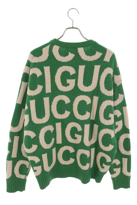 GUCCI Green All-Over Logo Crewneck Sweater Size XL