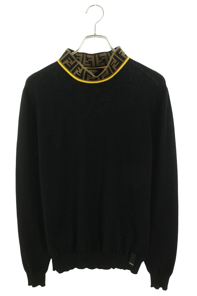 FENDI Zucca High-Neck Wool Knit Sweater Size 48