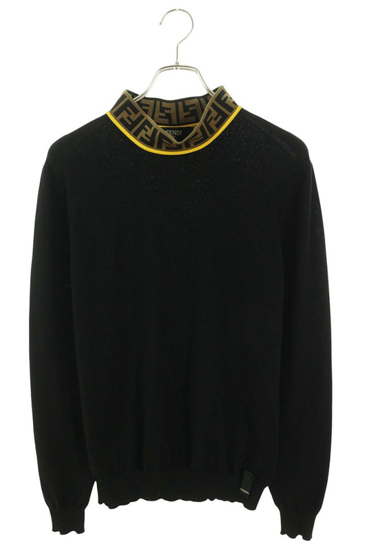 FENDI Zucca High-Neck Wool Knit Sweater Size 48