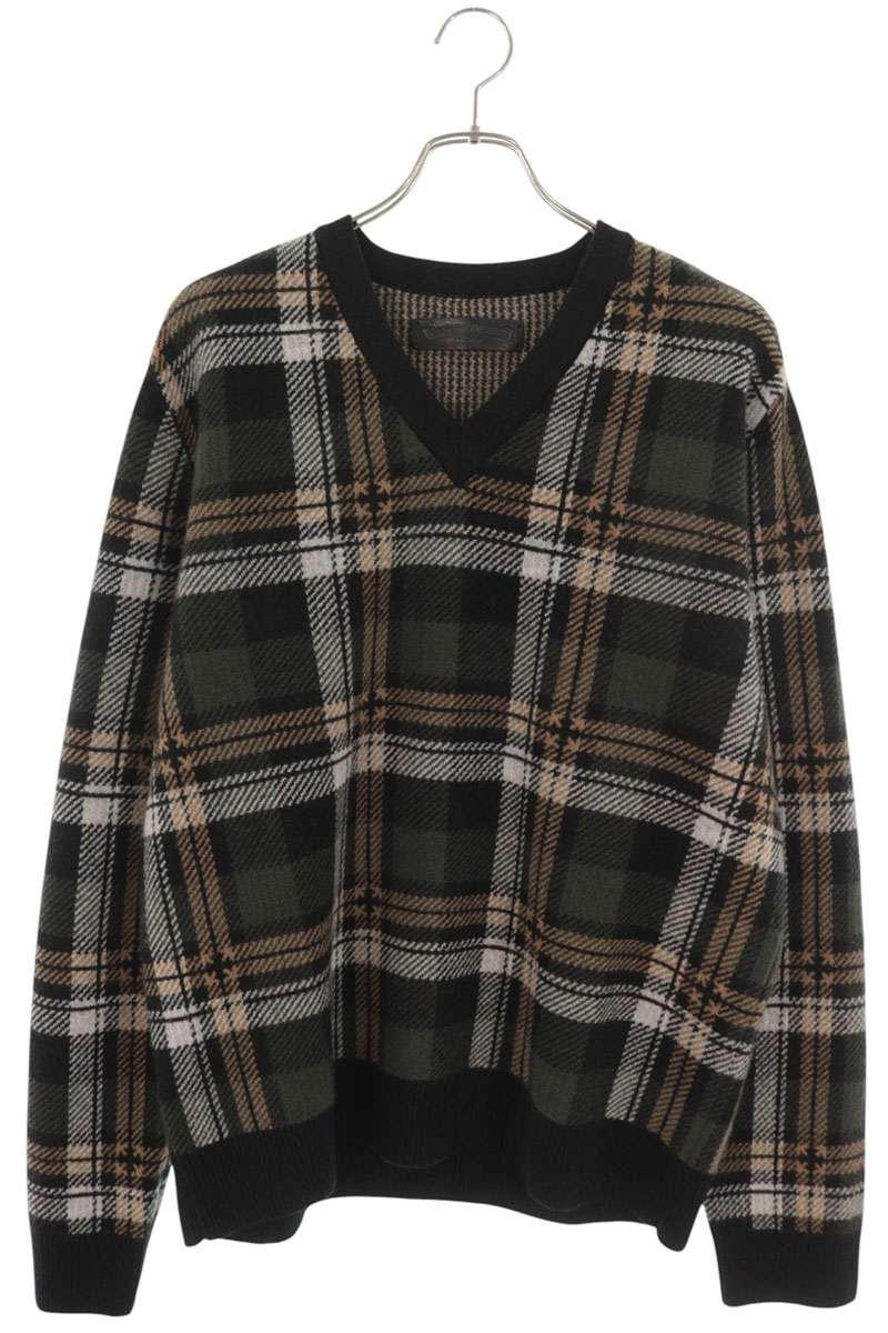 Chrome Hearts BIG CITY Argyle V-Neck Cashmere Knit Size L
