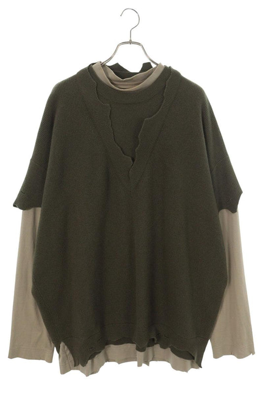 GIVENCHY Layered Wool Knit Sweater Khaki Size L
