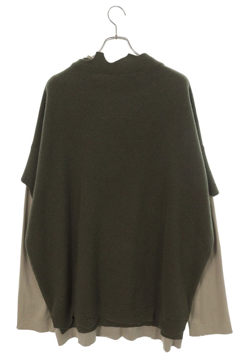 GIVENCHY Layered Wool Knit Sweater Khaki Size L