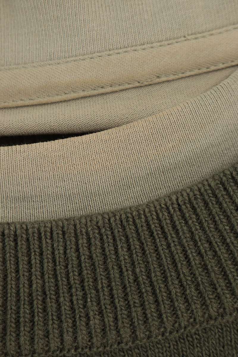 GIVENCHY Layered Wool Knit Sweater Khaki Size L
