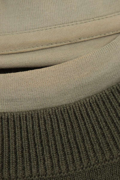 GIVENCHY Layered Wool Knit Sweater Khaki Size L