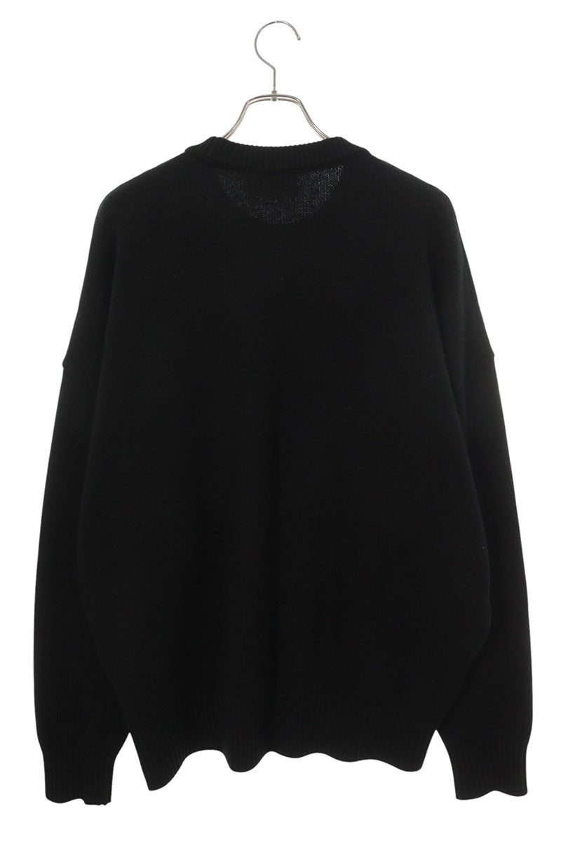 AMI Alexandre Mattiussi Black Red Heart Wool Sweater Size L