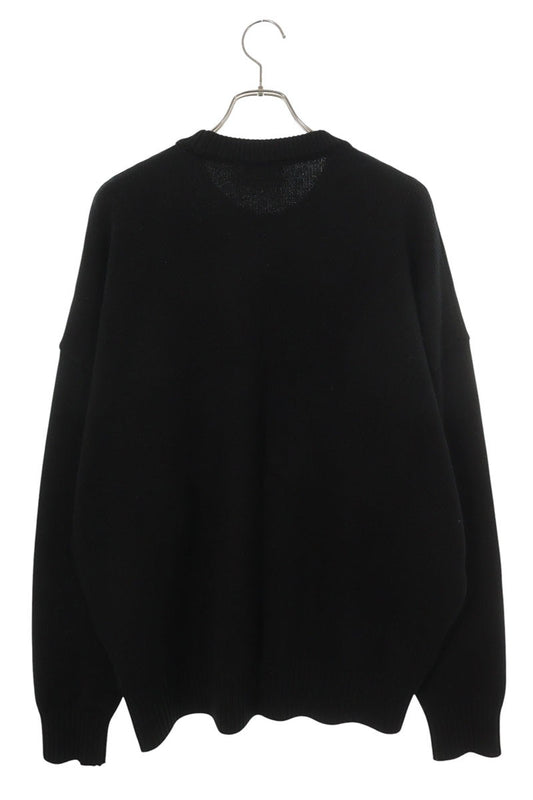 AMI Alexandre Mattiussi Black Red Heart Wool Sweater Size L