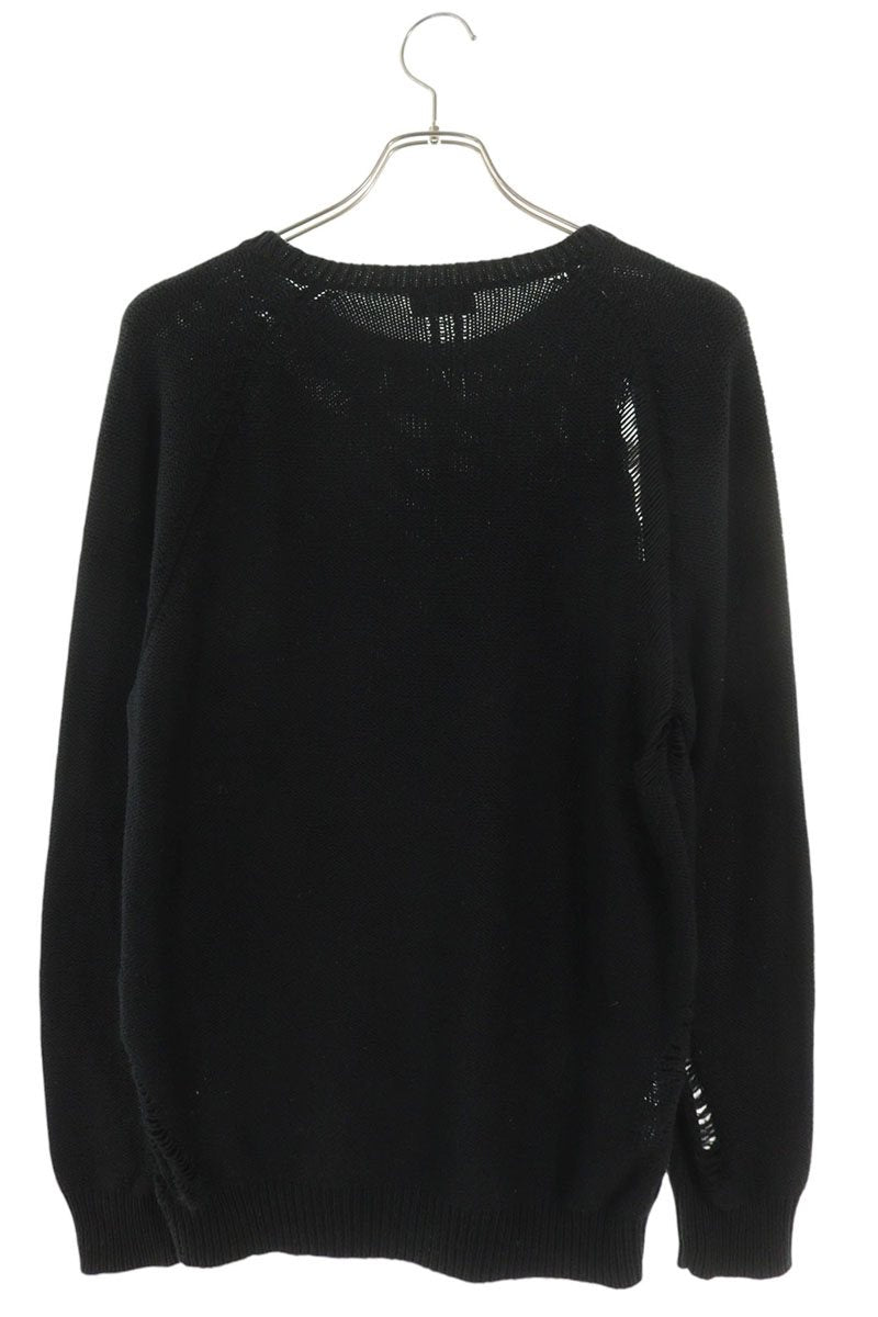 SAINT LAURENT PARIS Black Distressed Blend Sweater Size M