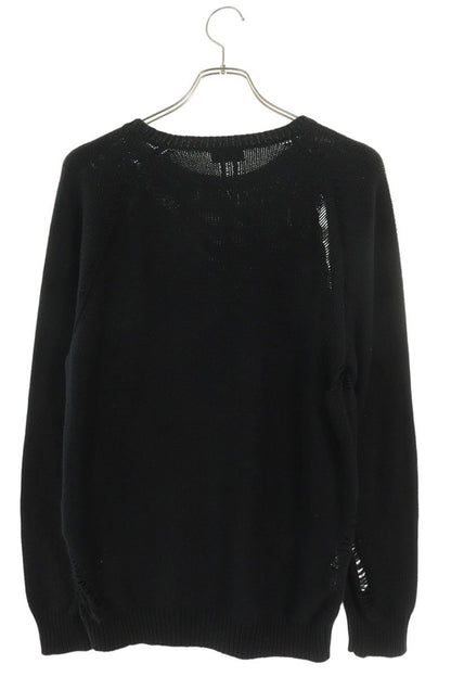 SAINT LAURENT PARIS Black Distressed Blend Sweater Size M