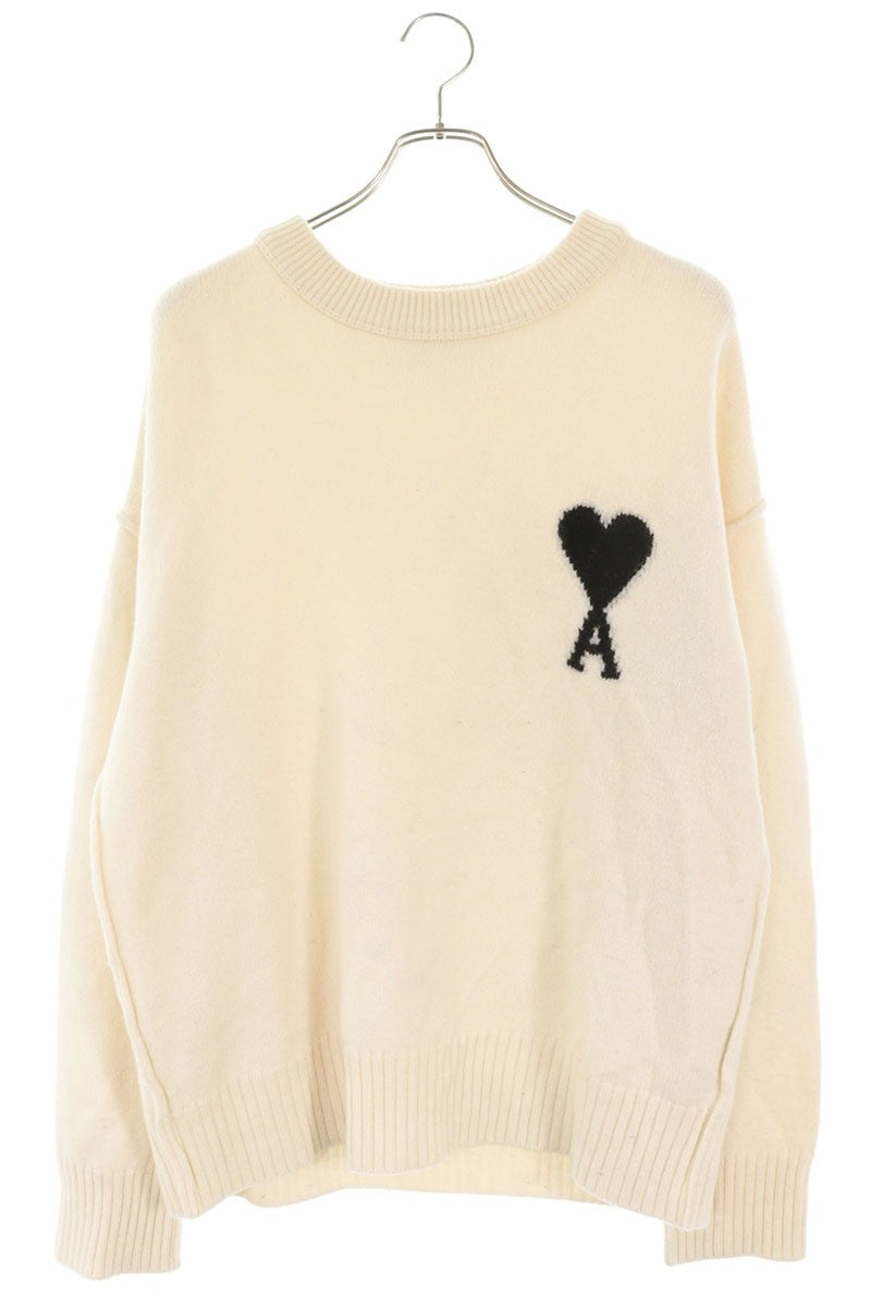 AMI Alexandre Mattiussi Off-White Heart Wool Sweater Size M