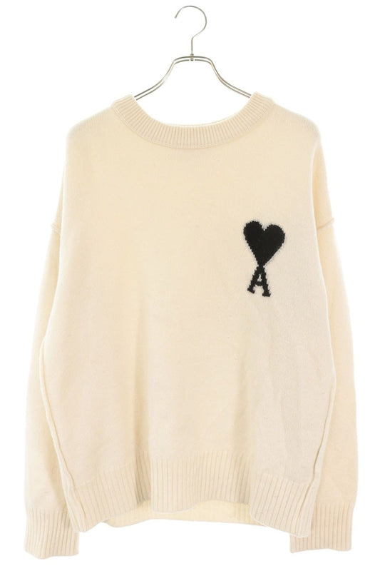 AMI Alexandre Mattiussi Off-White Heart Wool Sweater Size M