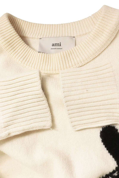 AMI Alexandre Mattiussi Off-White Heart Wool Sweater Size M