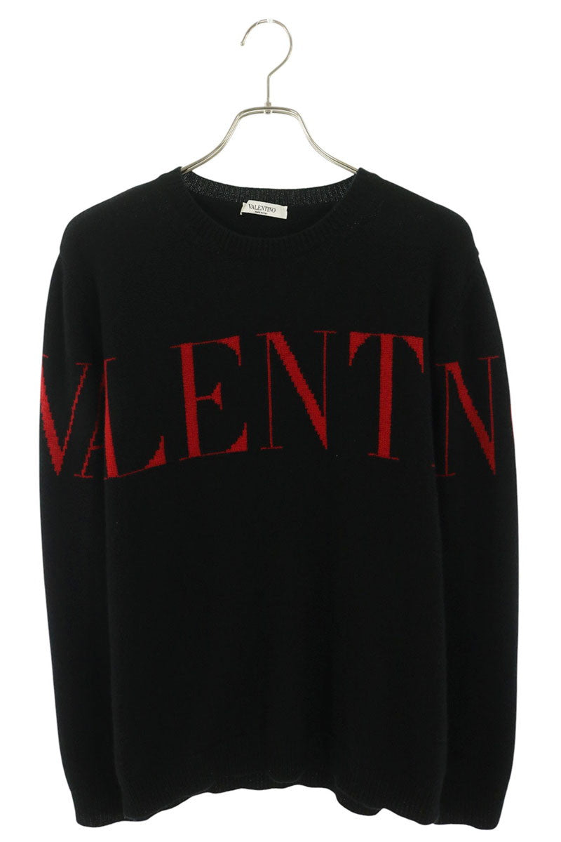 VALENTINO Logo Cashmere Knit Black/Red Size L