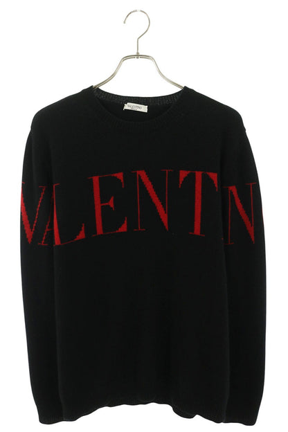 VALENTINO Logo Cashmere Knit Black/Red Size L