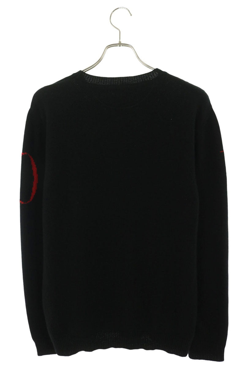VALENTINO Logo Cashmere Knit Black/Red Size L