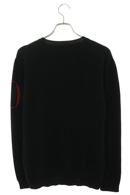 VALENTINO Logo Cashmere Knit Black/Red Size L