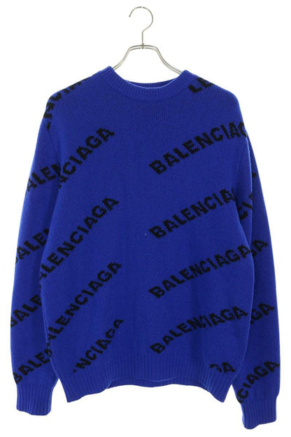 BALENCIAGA Wool Logo Jacquard Crewneck Knit Size S