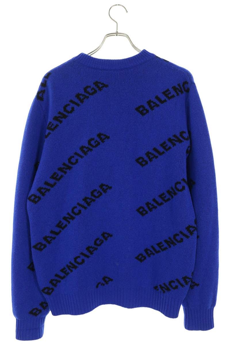 BALENCIAGA Wool Logo Jacquard Crewneck Knit Size S