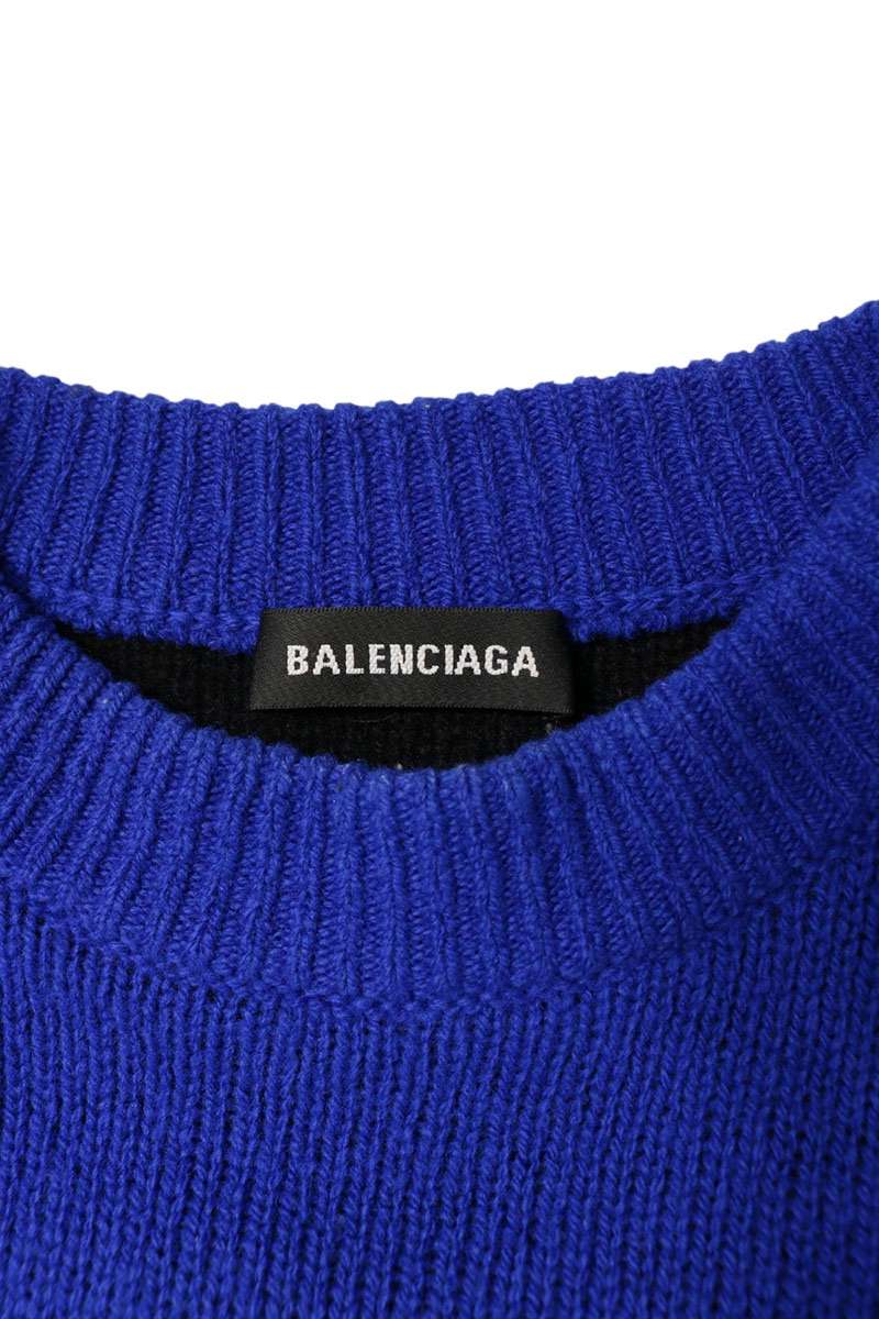 BALENCIAGA Wool Logo Jacquard Crewneck Knit Size S