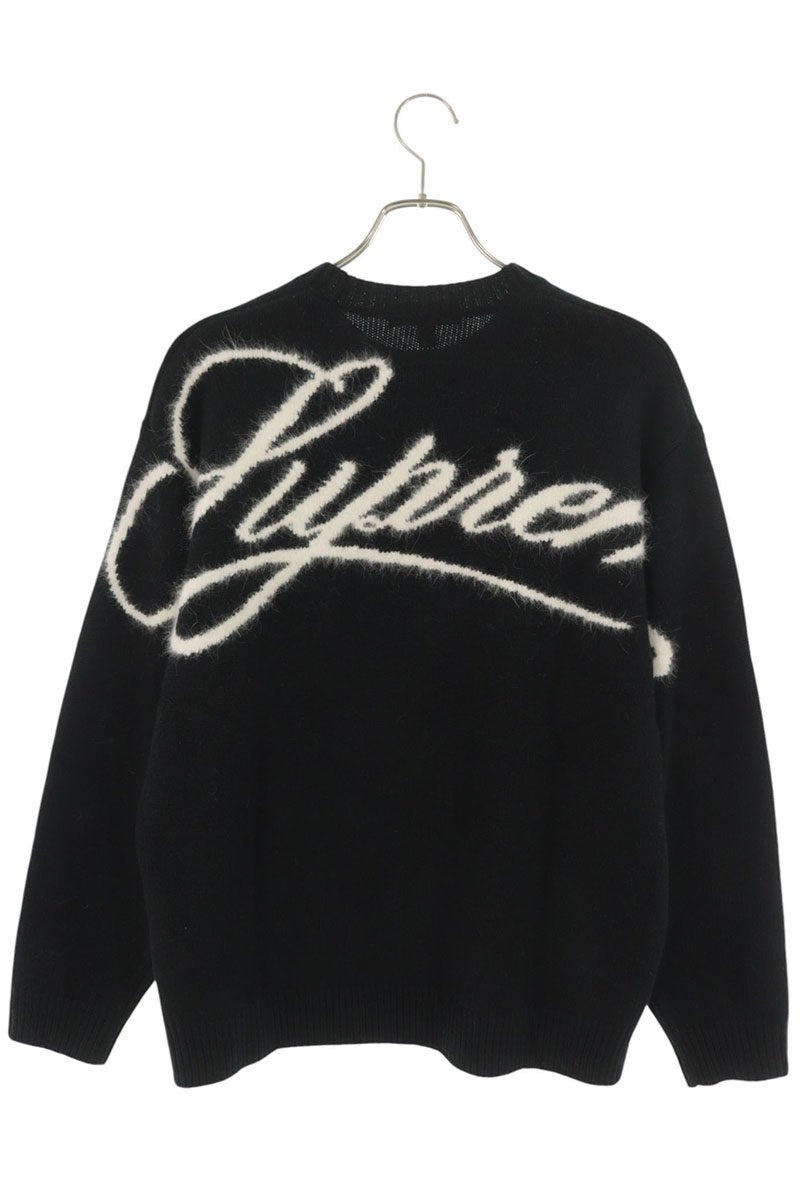 SUPREME 25AW Angora Script Logo Knit Sweater Black Size M